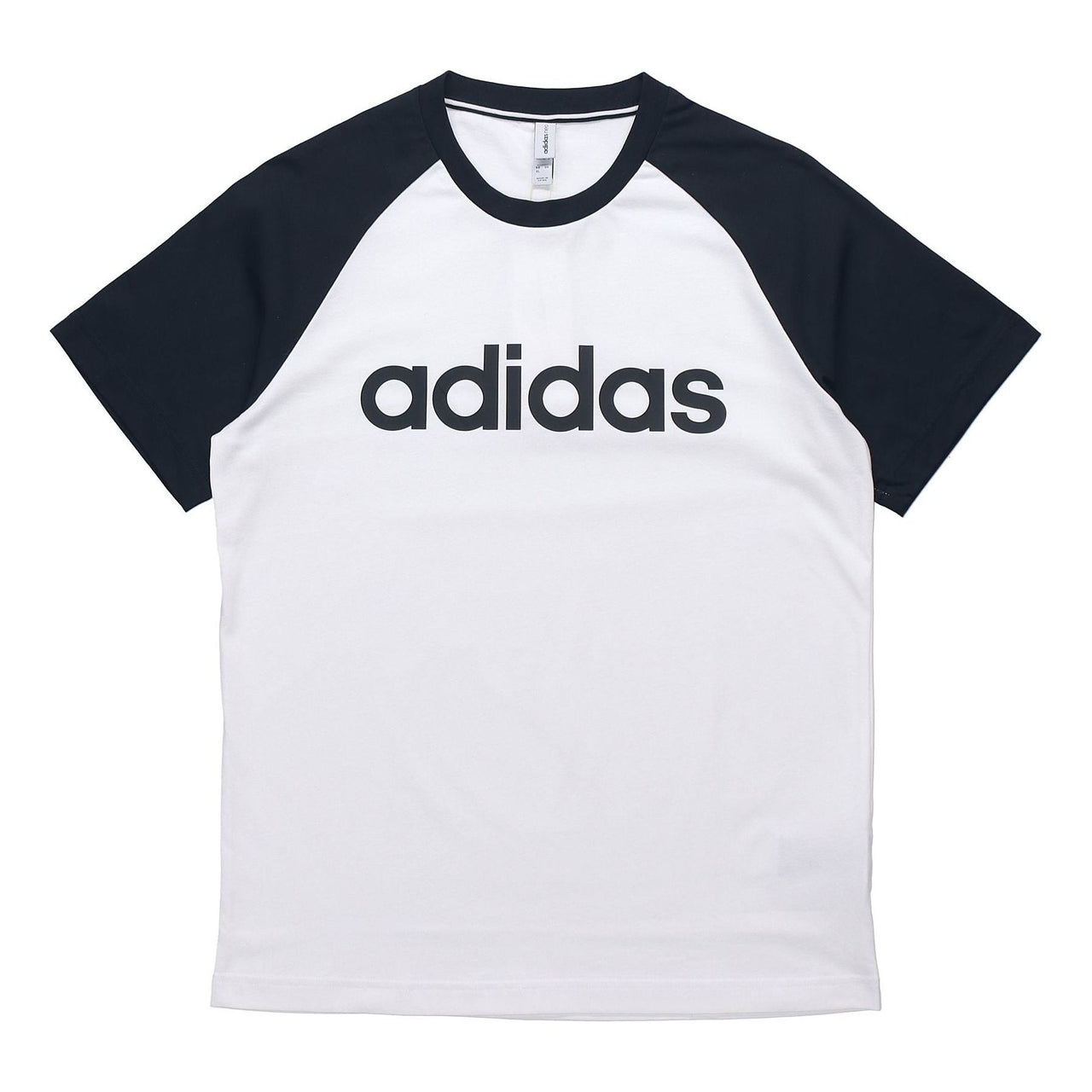 adidas neo M Esntl Rgln T Logo Printing Colorblock Sports Short Sleeve White GJ8945