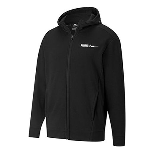 PUMA Winterized Logo Sports Fleece Lined Hooded Jacket Black 84652801