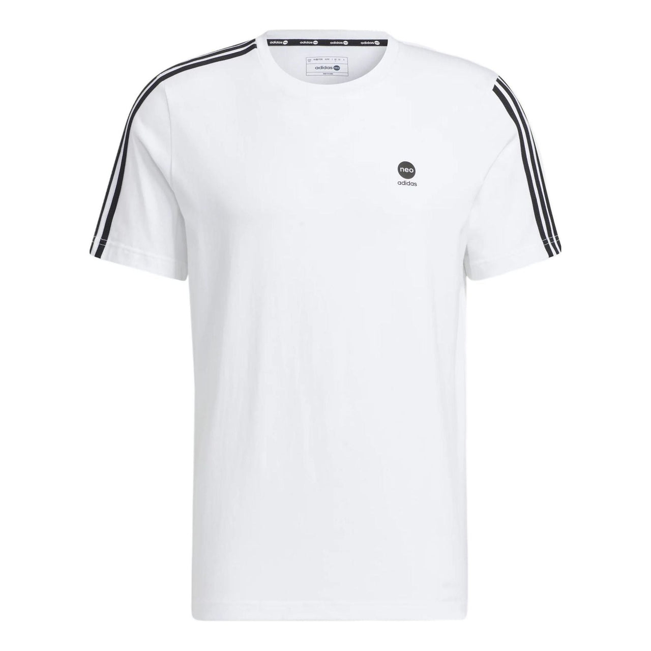 adidas neo Logo Printing Round Neck Sports Short Sleeve White T-Shirt HN8778