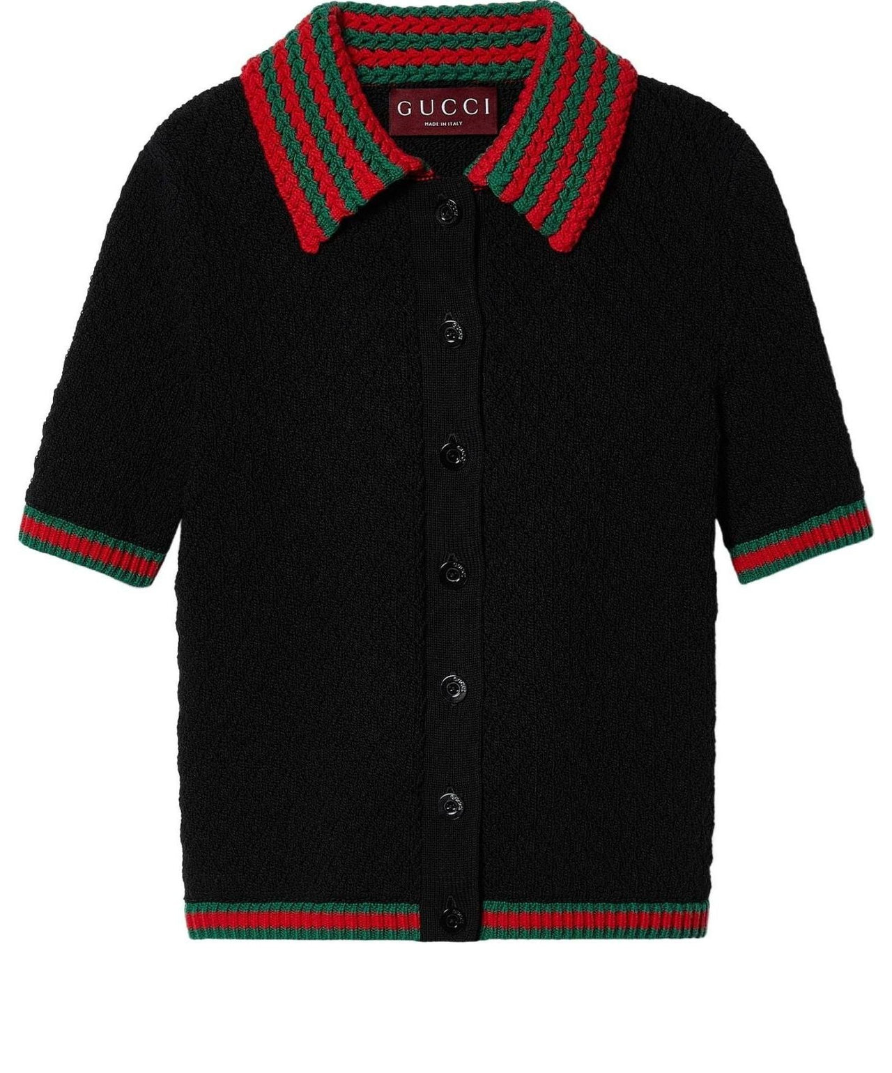 (WMNS) Gucci Cotton Lace Polo With Web 'Black' 792042-XKD3C-1152