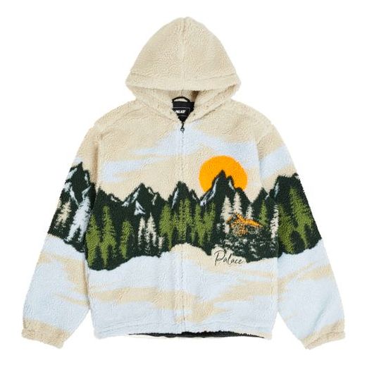 PALACE Unisex Hooded Fleece Printing Jacket White P19JK090