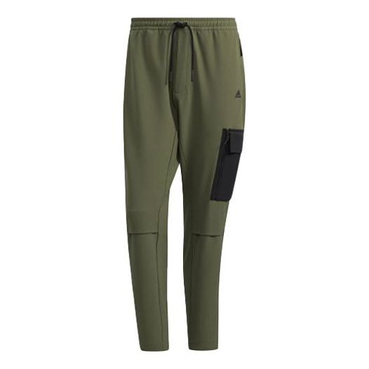Men's adidas Gwall Pants Logo Contrasting Colors Pocket Sports Pants/Trousers/Joggers Green H23099