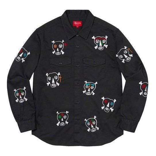 Supreme x Clayton Patterson Skulls Embroidered Work Shirt 'Black White' SUP-SS21-602