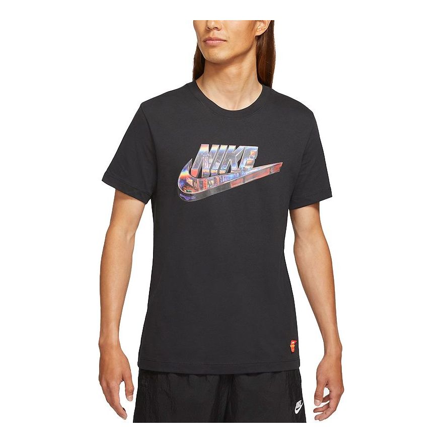 Nike Sportswear 3D Logo Printing Sports Round Neck Short Sleeve Black DJ1370-010