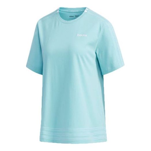 (WMNS) adidas neo Logo Printing Training Sports Loose Round Neck Short Sleeve Blue DW7732