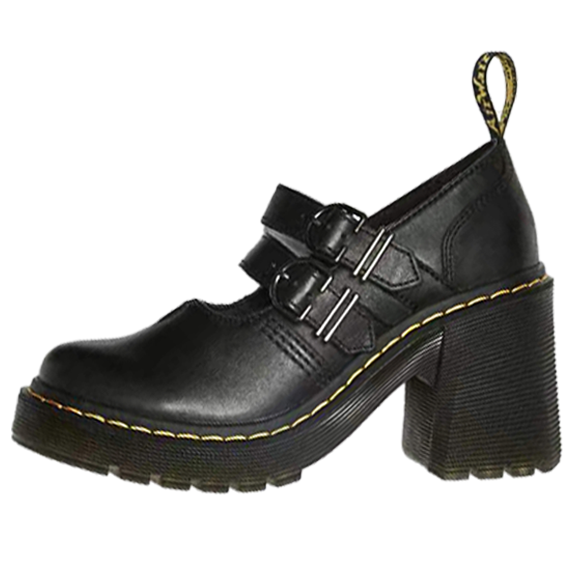 (WMNS) Dr. Martens Eviee Sendal Leather Heeled Shoes 'Black' 27371001