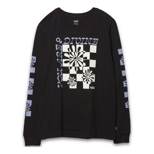 (WMNS) Vans Divine Energy Long Sleeve Boyfriend T-shirt 'Black' VN0A7RLUBLK