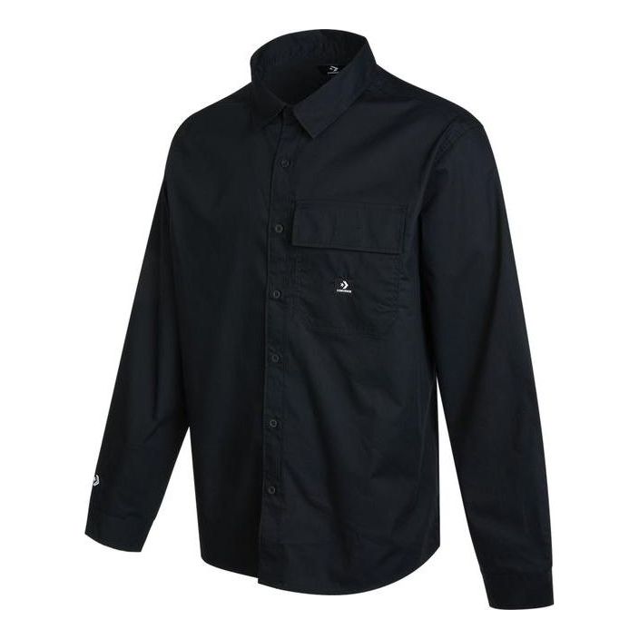 Converse Woven Long Sleeve Button Down Shirt 'Black' 10023803-A01