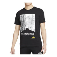 Men's Nike Landscape Alphabet Printing Round Neck Pullover Straight Short Sleeve Black T-Shirt DM5434-010