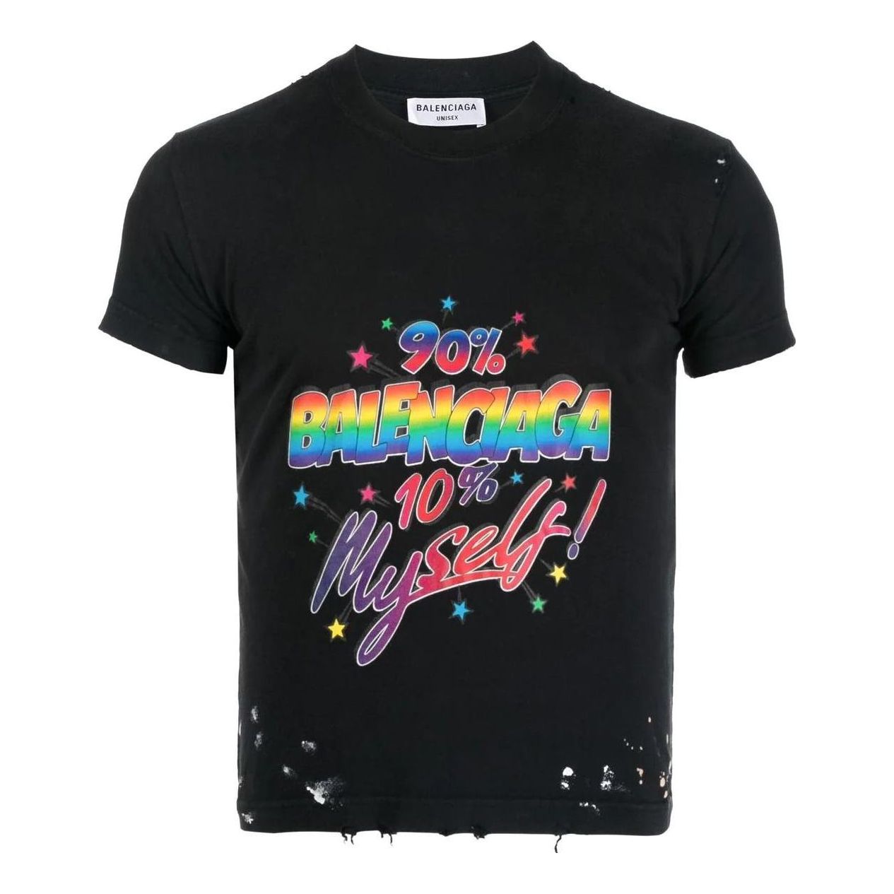 Balenciaga Small-Fit Distressed Graphic Jersey T-Shirt 'Washed Black' 612964TMVH31055