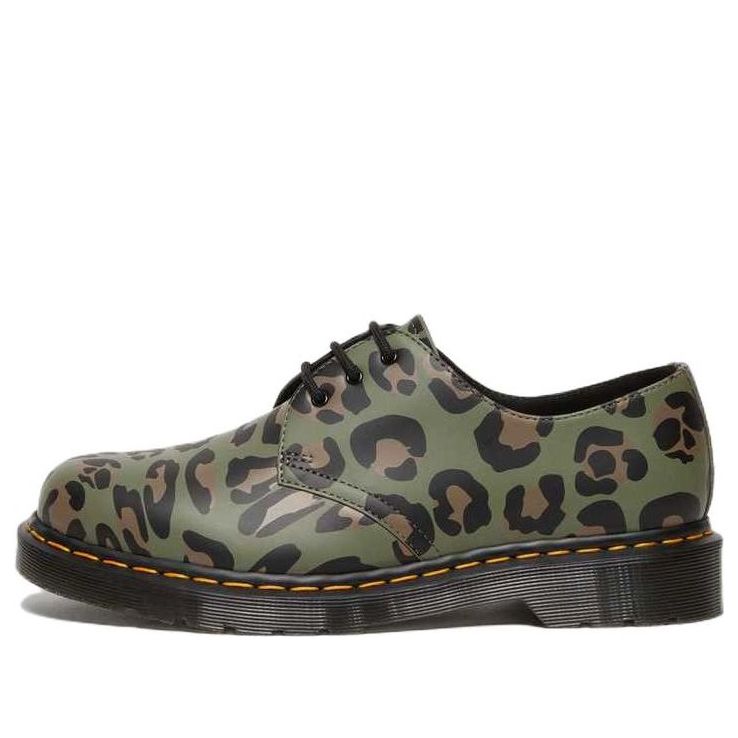 Dr. Martens 1461 Distorted Leopard Print Oxford Shoes 'Khaki Green' 27686384