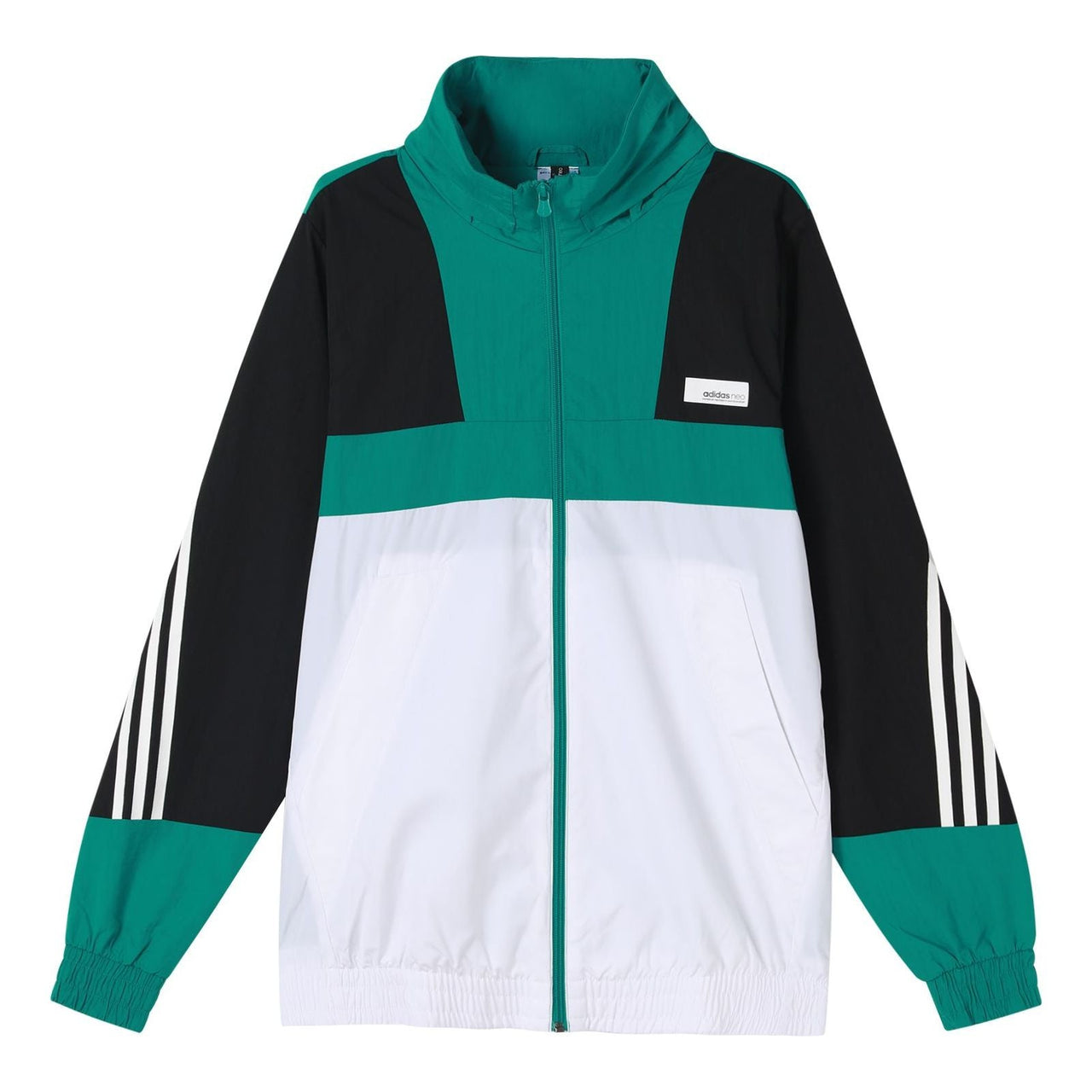 adidas neo M SS WRMLN WB Sports Windbreaker Jacket White Green Colorblock GE5499
