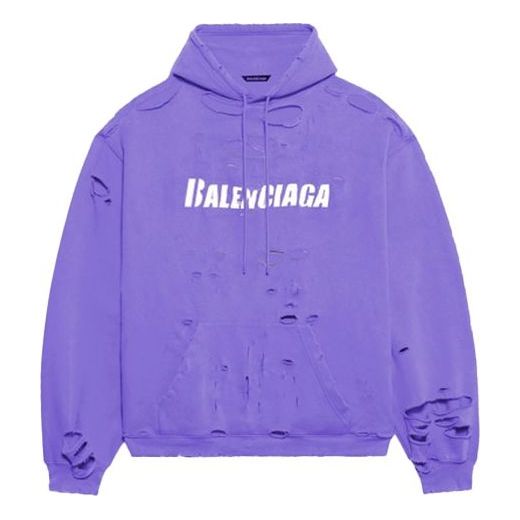 Balenciaga Caps Destroyed Hoodie 'Purple' 659403TKVB63078