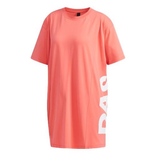 (WMNS) adidas Side Large Alphabet Printing Short Sleeve Lens Pink DV0751