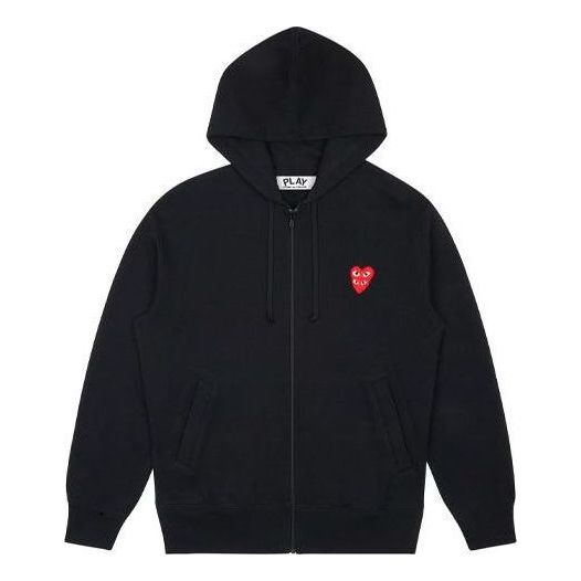 (WMNS) COMME des GARCONS PLAY Zip Hooded Sweatshirt With Red Family Heart 'Black' AZ-T293-051-1