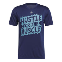 adidas Hustle for the Muscle AEROREADY Short Sleeve Graphic Training Tee 'Dark Blue' H44746