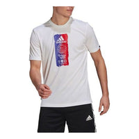 Men's adidas Printing Round Neck Short Sleeve Sports Short Sleeve White T-Shirt GL3262