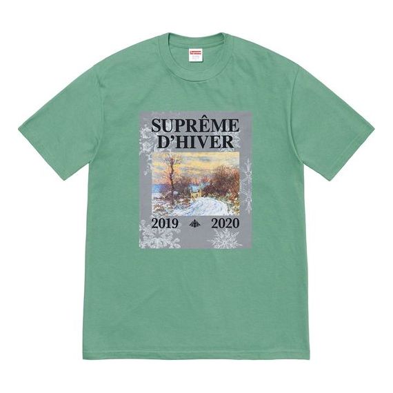 Supreme FW19 Week 17 DHiver Tee Winter Scene Printing Short Sleeve Unisex Gray Green SUP-FW19-10933