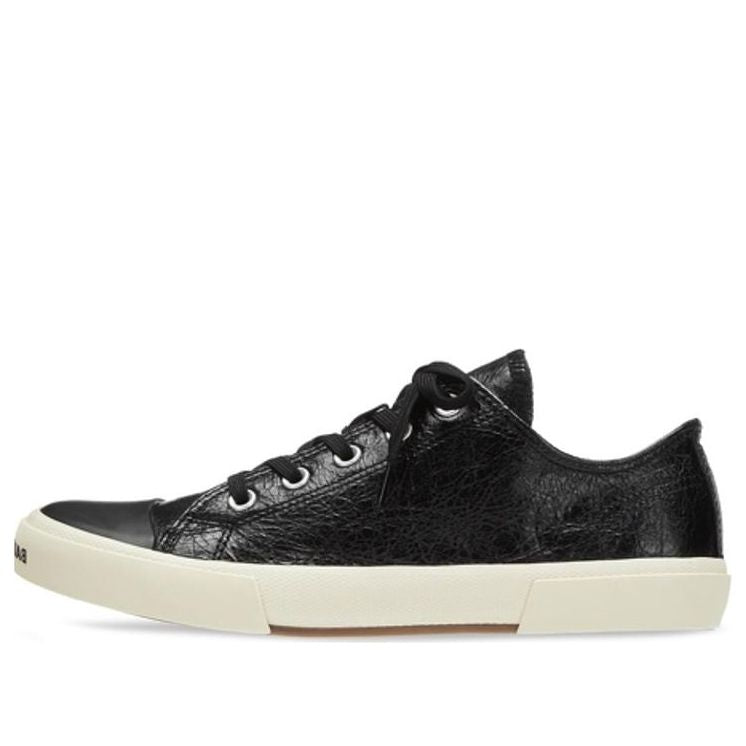Balenciaga Paris Low Top Sneakers 'Black Destroyed Cotton and White Rubber' 688754W3RCB1090