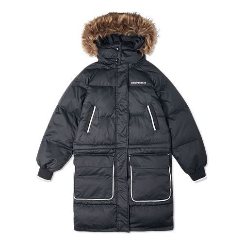(WMNS) Converse Convertible Long Down Jacket 'Black' 10020023-A02