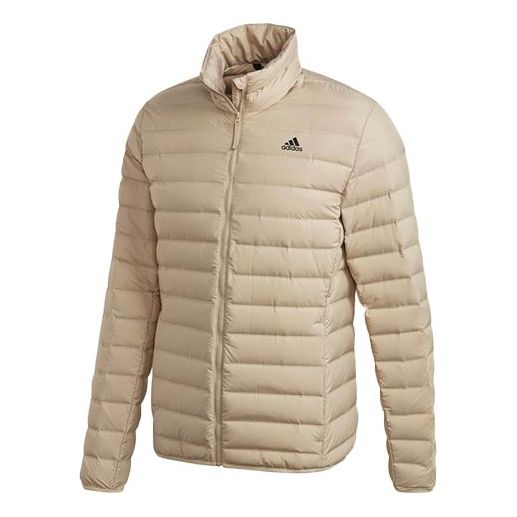 adidas Windproof And Warm Sports Stand Collar Down Jacket Men's Khaki GE5826