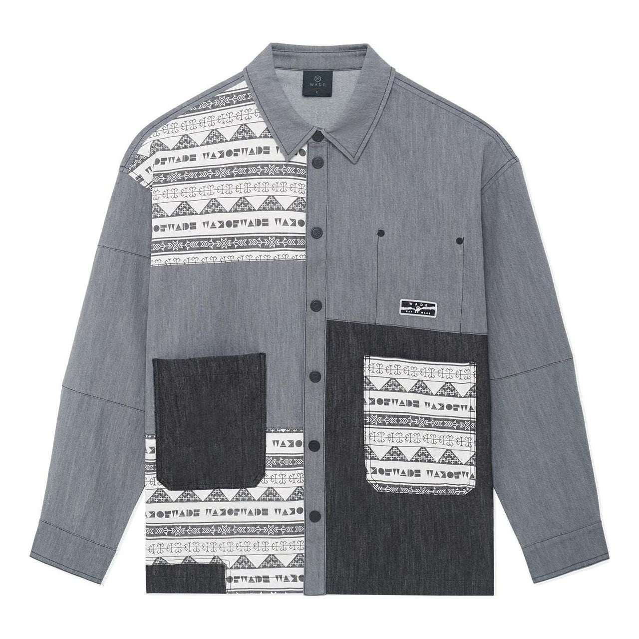 Li-Ning x Wade Series Color Block Print Shirt 'Grey Black' AFDS781-1
