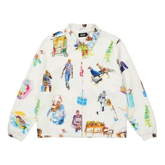 PALACE Abstract Printing Zipper Jacket Unisex White P20JK003