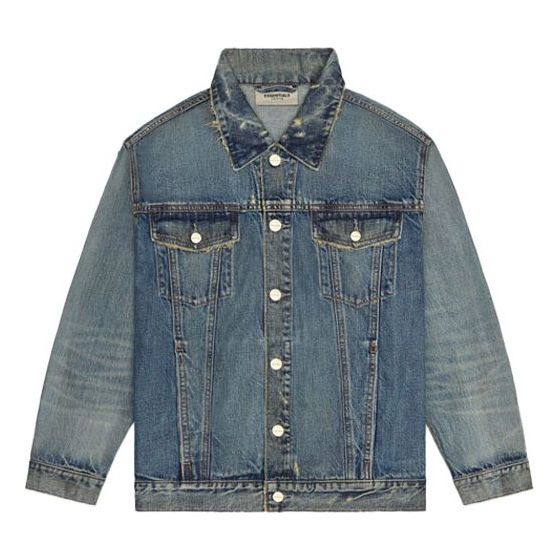 Fear of God Essentials FW20 Light Denim Trucker Jacket 'Dark Blue' FOG-FW20-364