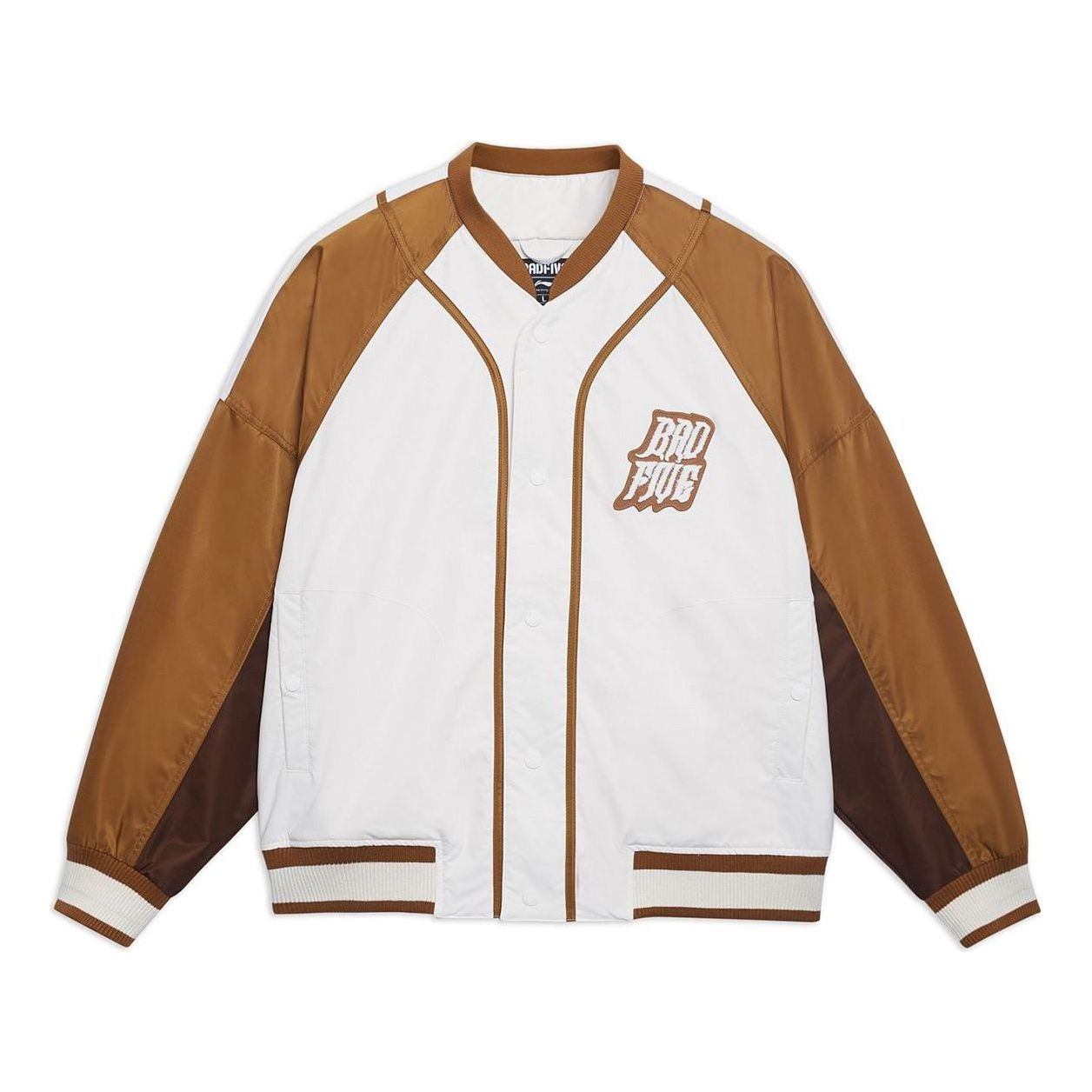 Li-Ning BadFive Graphic Baseball Jacket 'White Brown' AJMT017-4
