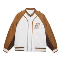 Li-Ning BadFive Graphic Baseball Jacket 'White Brown' AJMT017-4