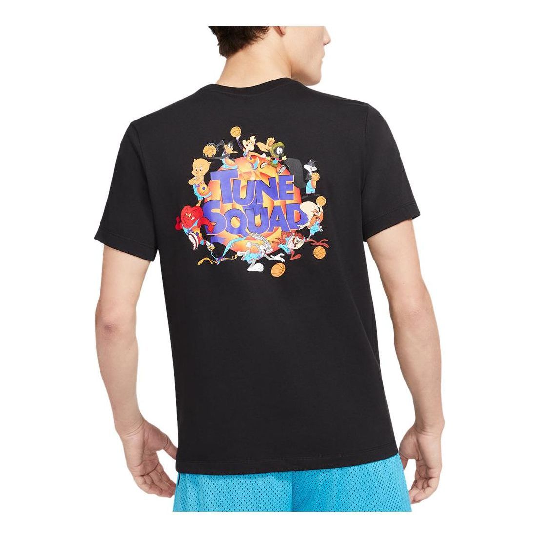 Men's Nike x Space Jam Crossover Back Cartoon Pattern Printing Round Neck Short Sleeve Black T-Shirt DH3826-010