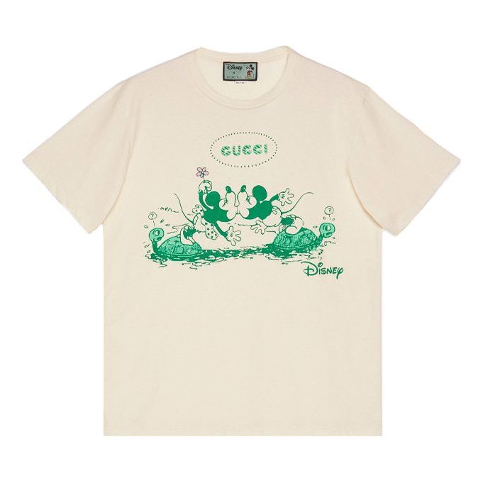 Gucci x Disney Mickey Minnie Cartoon Pattern Letter Short-Sleeved For Men White 604176-XJB6U-9901