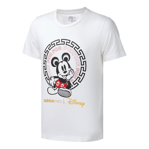 adidas neo x Disney Crossover Mickey Mouse Printing Sports Round Neck Short Sleeve White GE7775