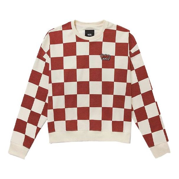 Vans Grid Round Neck Pullover Couple Style Red VN0A5H98YTW