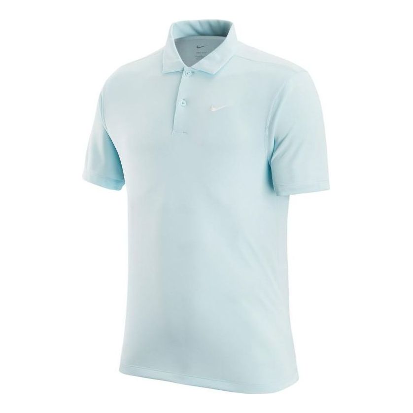 Men's Nike Lapel Solid Color Pullover Short Sleeve Glacier Blue Polo Shirt DH0858-474