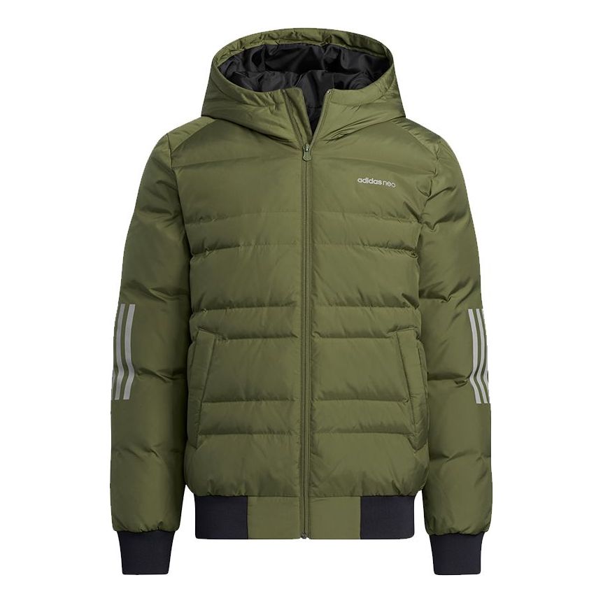 adidas neo M Dwn 3S Puf Jk Metallic Sports hooded down Jacket H45270