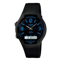 CASIO Quartz Waterproof Sports Mens Black Analog/Digital Combo AW-90H-2B