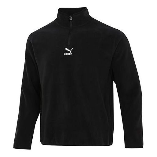 PUMA Classics Polar Fleece Hz Crew Casual Sports Fleece Lined Stand Collar Knit Black 533121-01