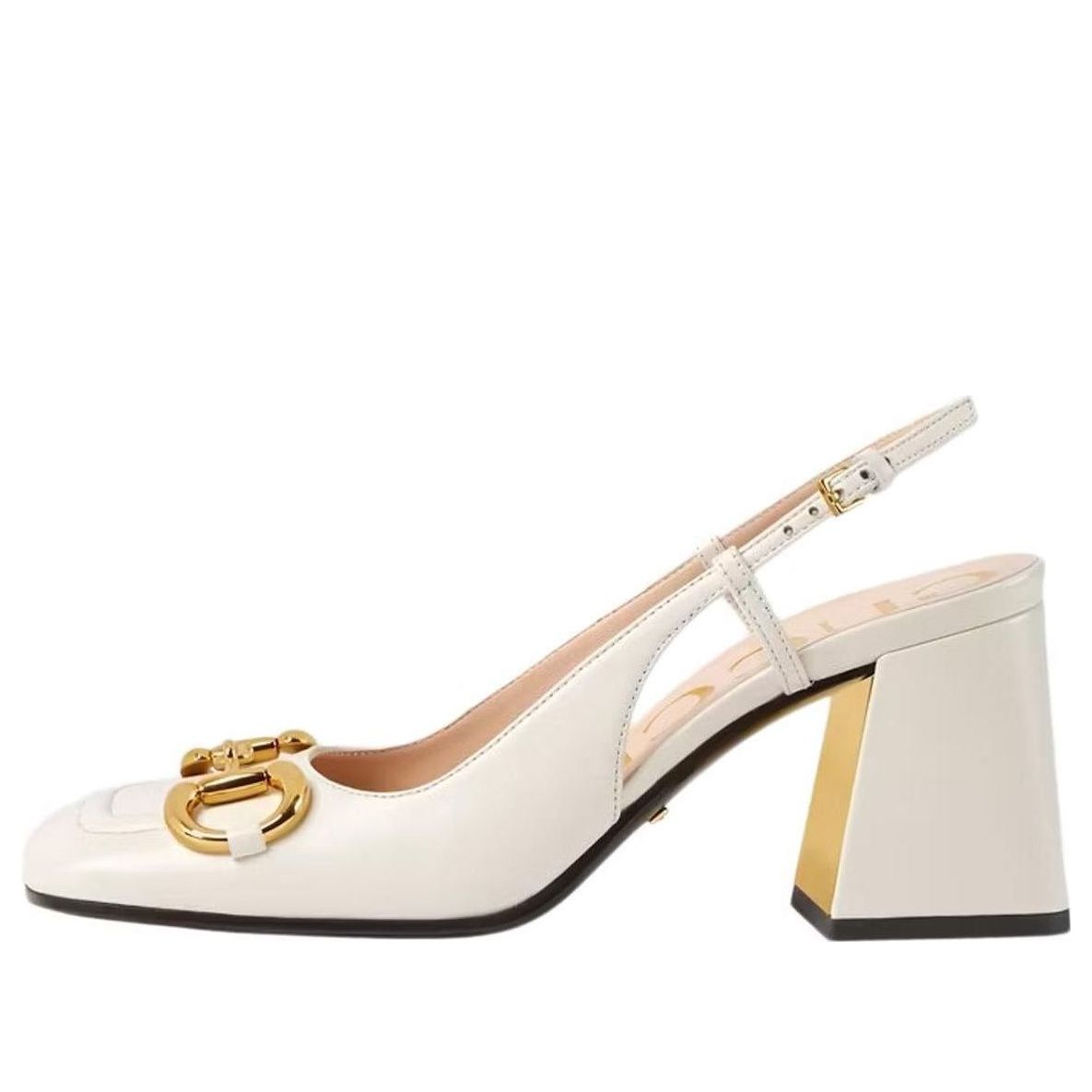 (WMNS) Gucci Chunky mid-heel slingback with Horsebit 'White' 643892-C9D00-9022