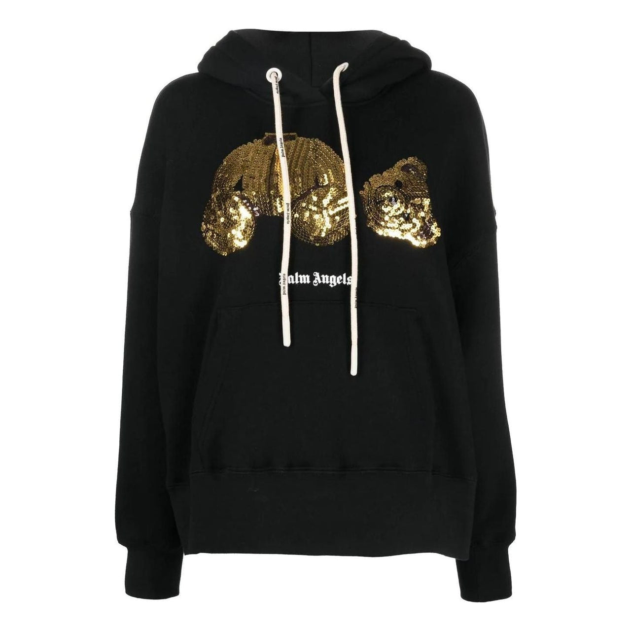 (WMNS) Palm Angels Gold Sequins Bear Hoodie 'Black Gold' PWBB023F22FLE0041076