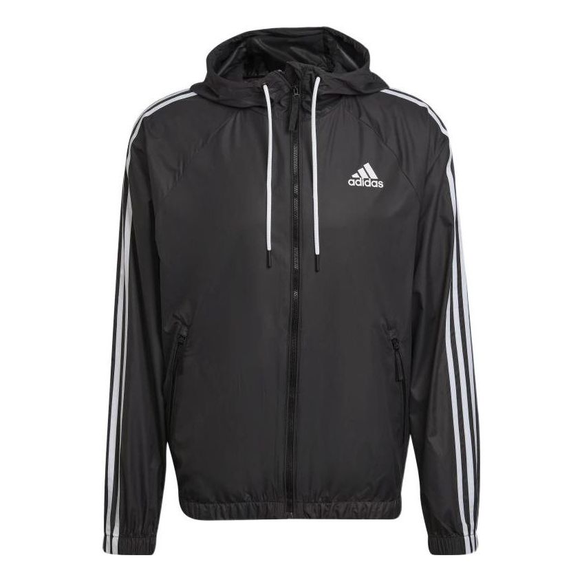 Men's adidas BSC Classic Zipper Pocket Drawstring Hooded Jacket Black H65776
