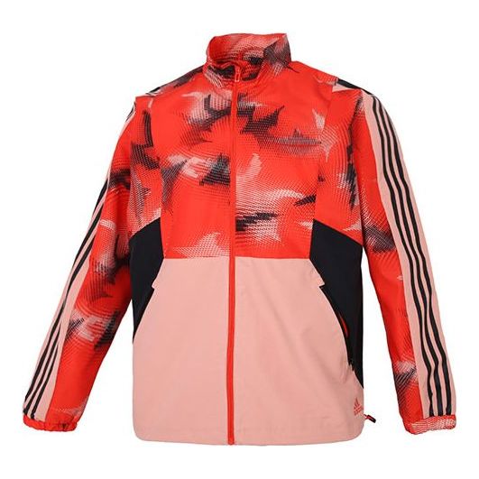 Men's adidas St Wv Newblock Contrasting Colors Pattern Jacket Orange Yellow H40237