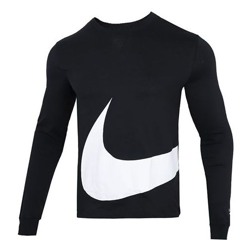 Men's Nike Sportswear Contrasting Colors Large Logo Round Neck Sports Long Sleeves Black DD3396-010