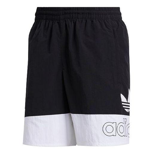 adidas originals Logo Alphabet Printing Splicing Loose Shorts Black White FM1547