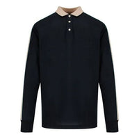 Gucci SS20 Side Sleeve Logo Striped Ribbon Long Sleeve Polo Shirt For Men Black 598955-XJB0Q-1082