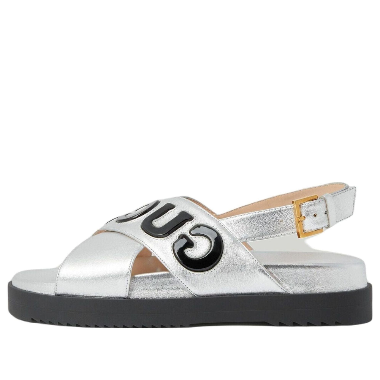 (WMNS) Gucci Sandal with Logo Script 'Silver Black' 738691-AABYB-8149