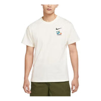 Men's Nike Logo Alphabet Cartoon Pattern Printing Round Neck Short Sleeve White T-Shirt DX6148-133