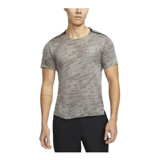 Nike irregular texture Full Print Round Neck Training Sports Short Sleeve Gray DM4637-017