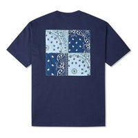 Converse Contrasting Colors cashew Loose Round Neck Short Sleeve Couple Style Blue 10023154-A03