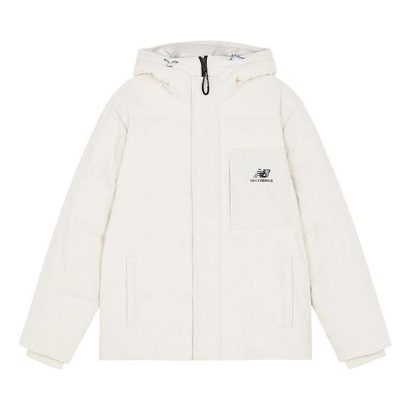 New Balance Logo Hooded Jacket 'White' AMJ13331-BE